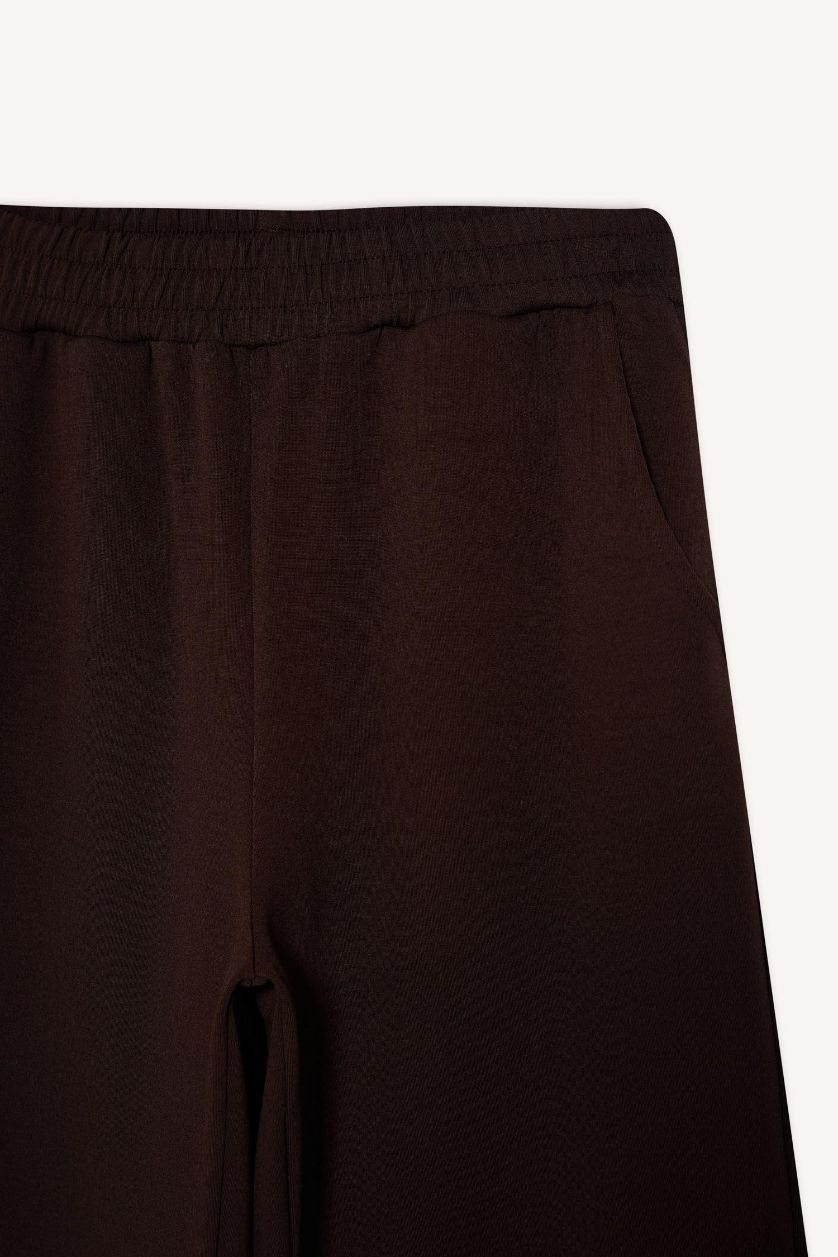 FEMME Marron Pantalon de jogging large basique avec poches et taille élastique