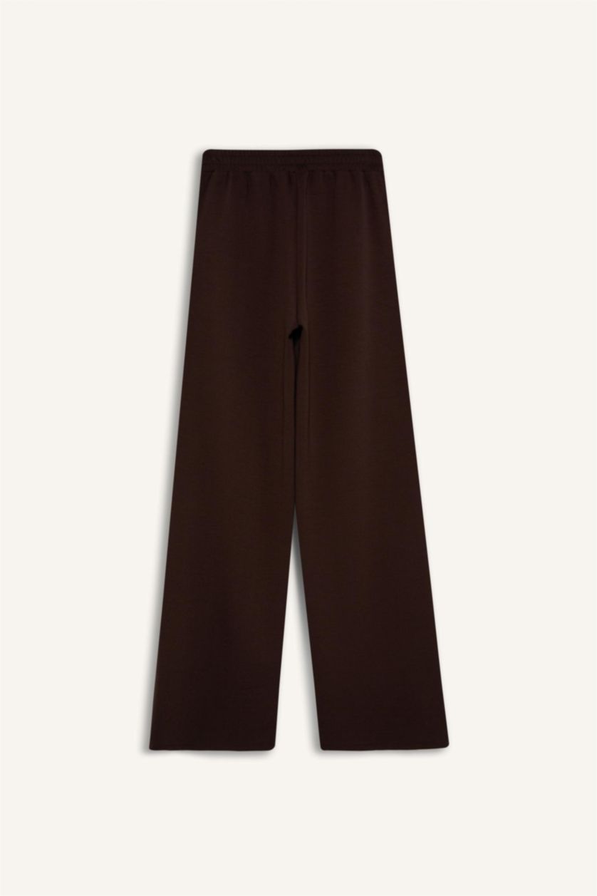 FEMME Marron Pantalon de jogging large basique avec poches et taille élastique
