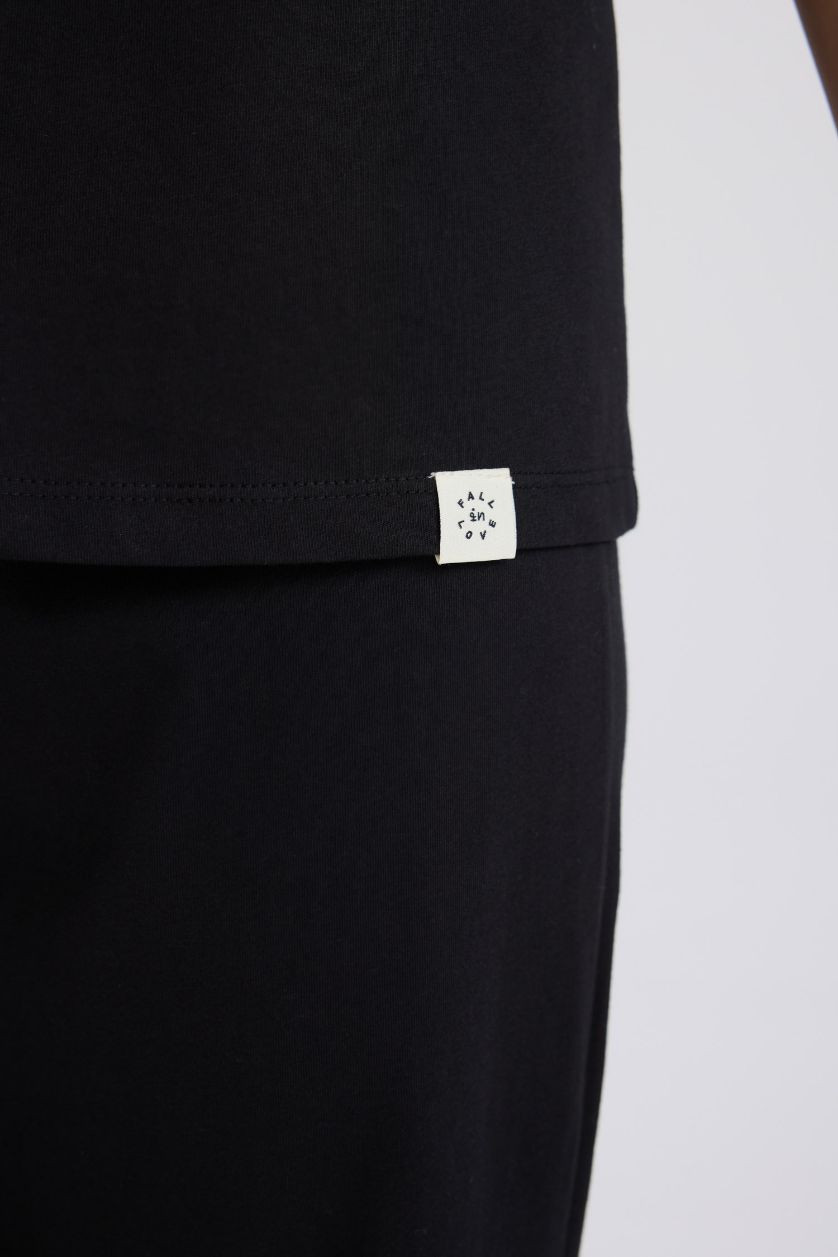 نساء أسود طقم بيجامة قصة عادية بأكمام قصيرة من قطعتين من Fall in Love