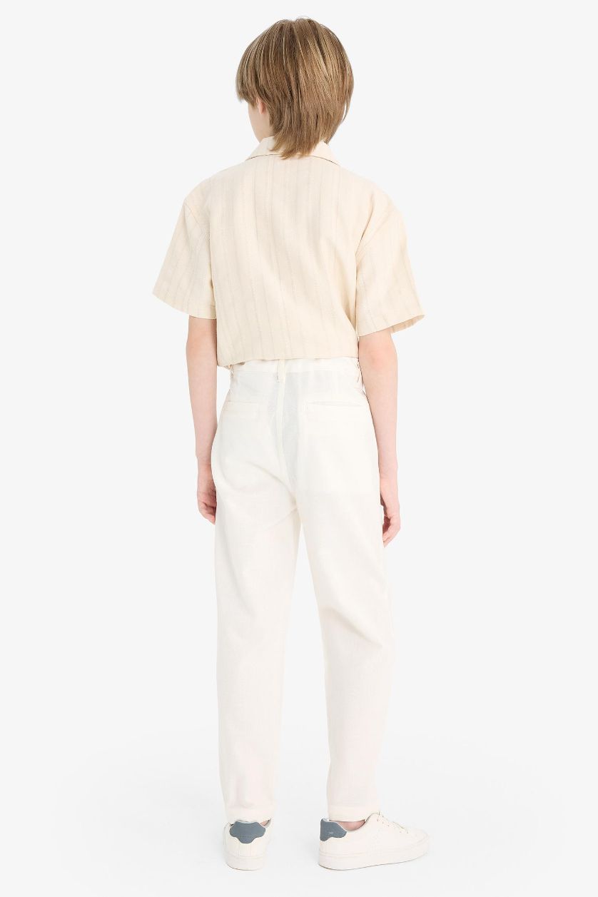 أولادي بيج فاتح بنطلون اولادي كاروت فيت ذو مظهر كتان برجل عادية