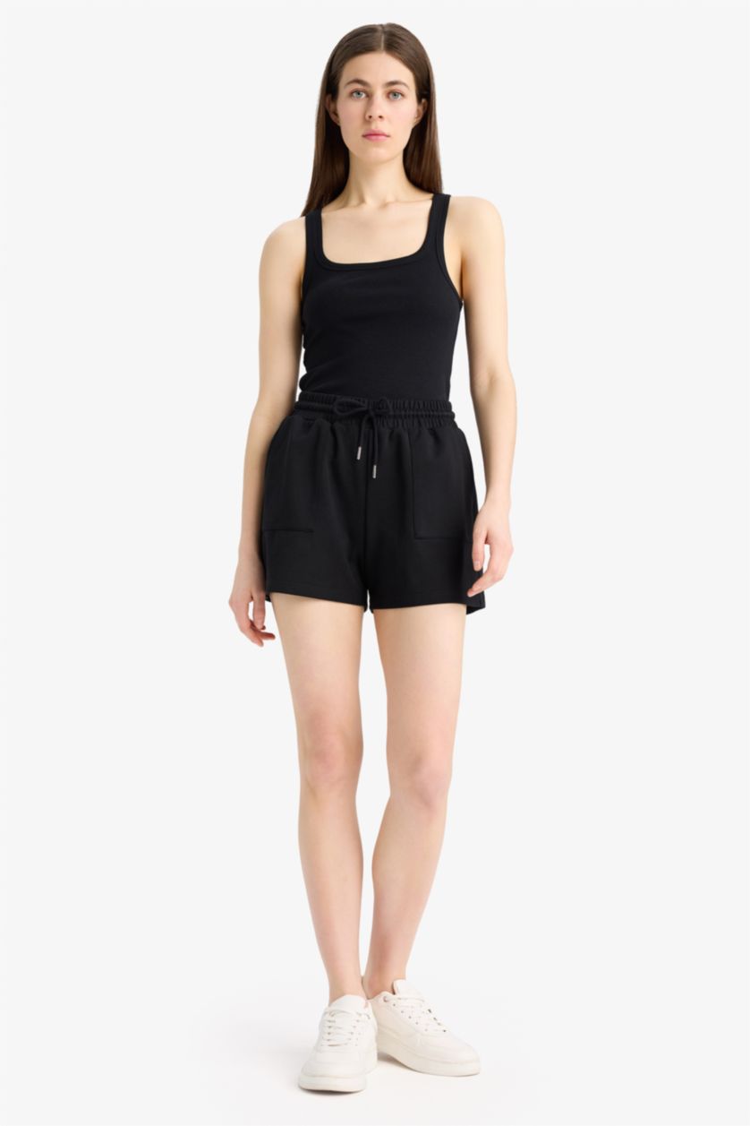 Женщины Черный Шорты с завязками Relax Fit