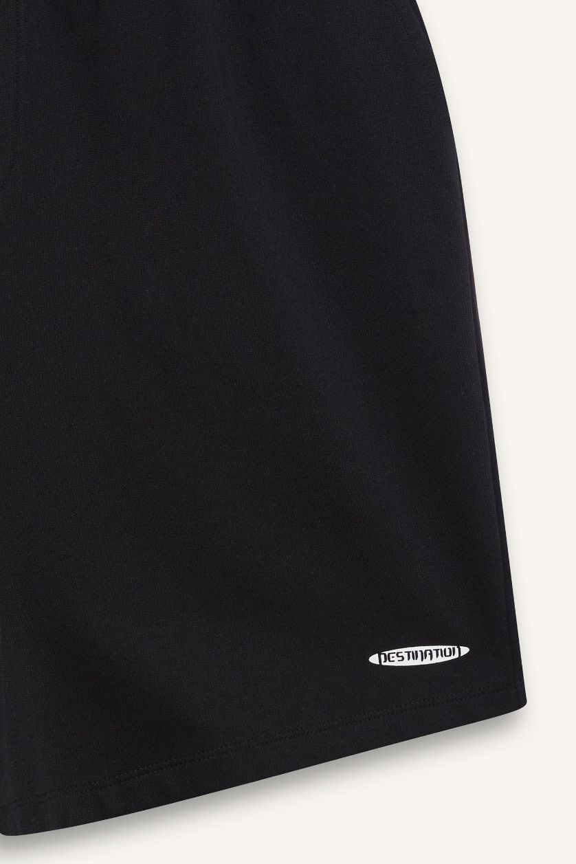 رجال أسود شورت بطبعة شعار بجيب