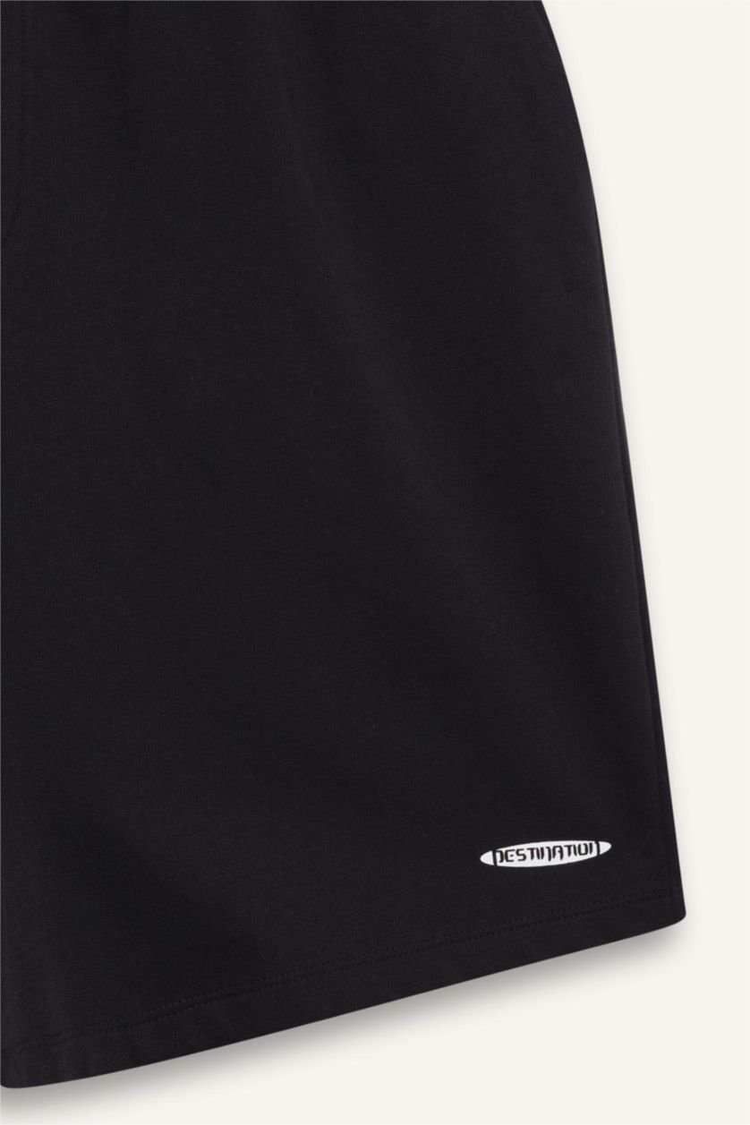 Man Black Skinny Leg Shorts