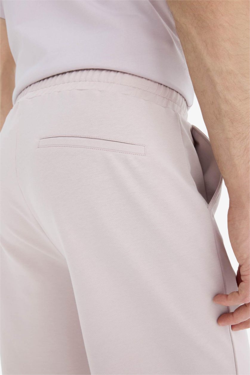 Erkek Açık Lila Beli Lastikli Dar Paça Şort