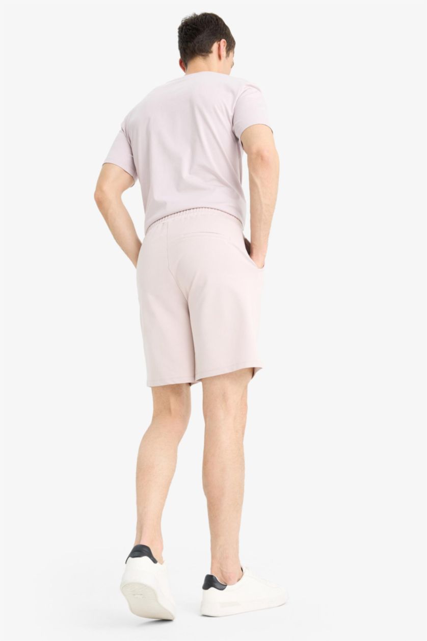 Erkek Açık Lila Beli Lastikli Dar Paça Şort