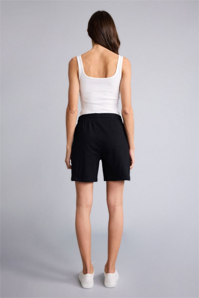 Женщины Черный Бермуды Regular Fit из свитшотной ткани