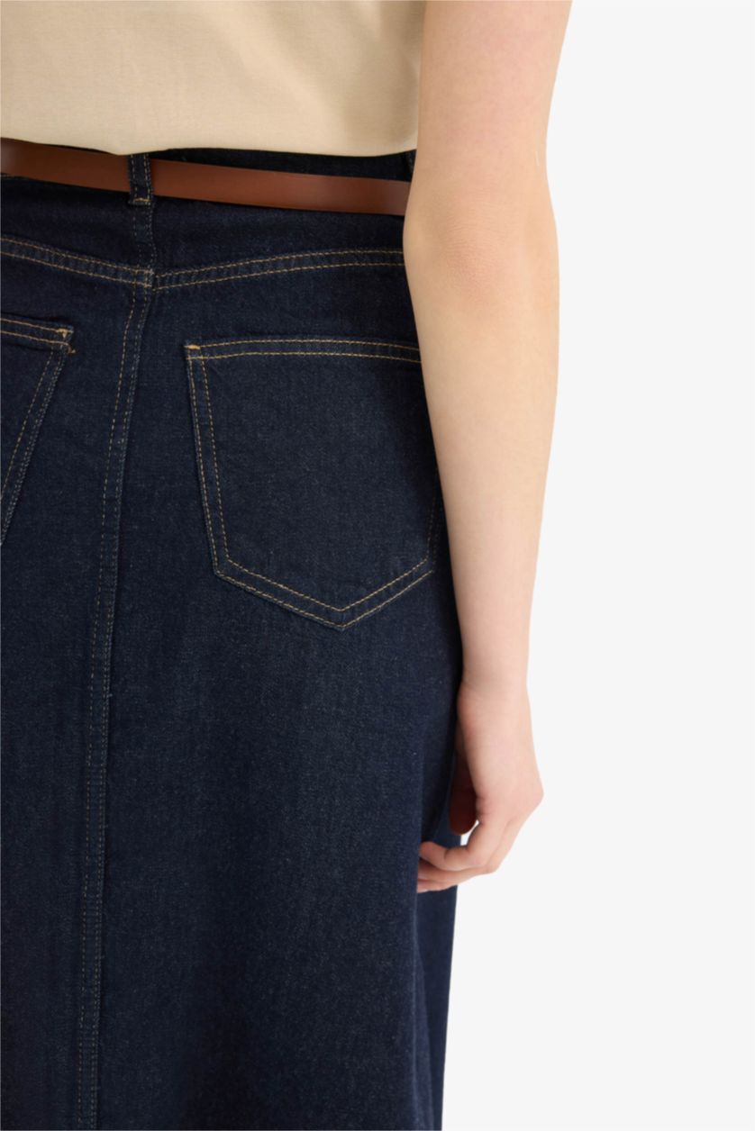 نساء أسود أزرق تنورة جينز ستاندرات قصة طويلة