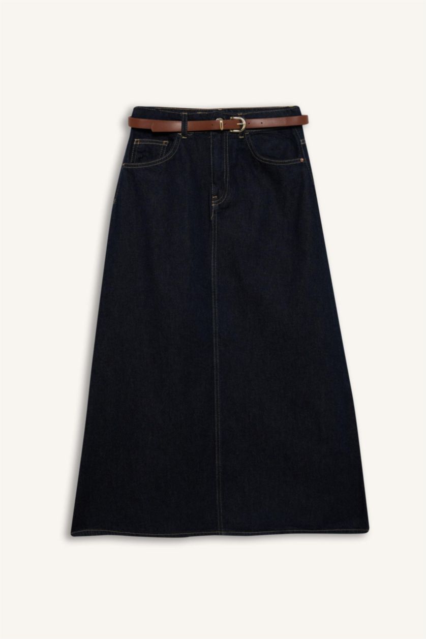 نساء أسود أزرق تنورة جينز ستاندرات قصة طويلة