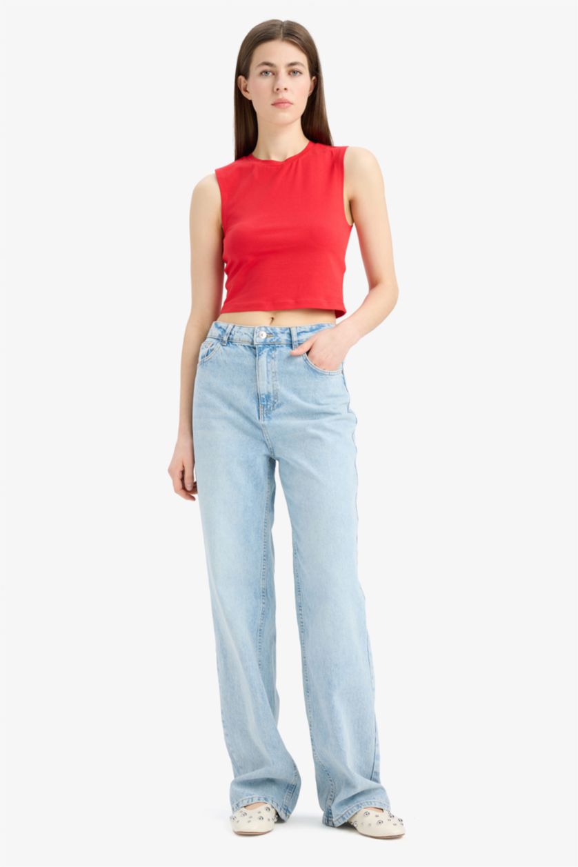 Әйелдерге қызыл Әйелдерге слим пішімі дөңгелек жаға негізгі Ішкөйлек