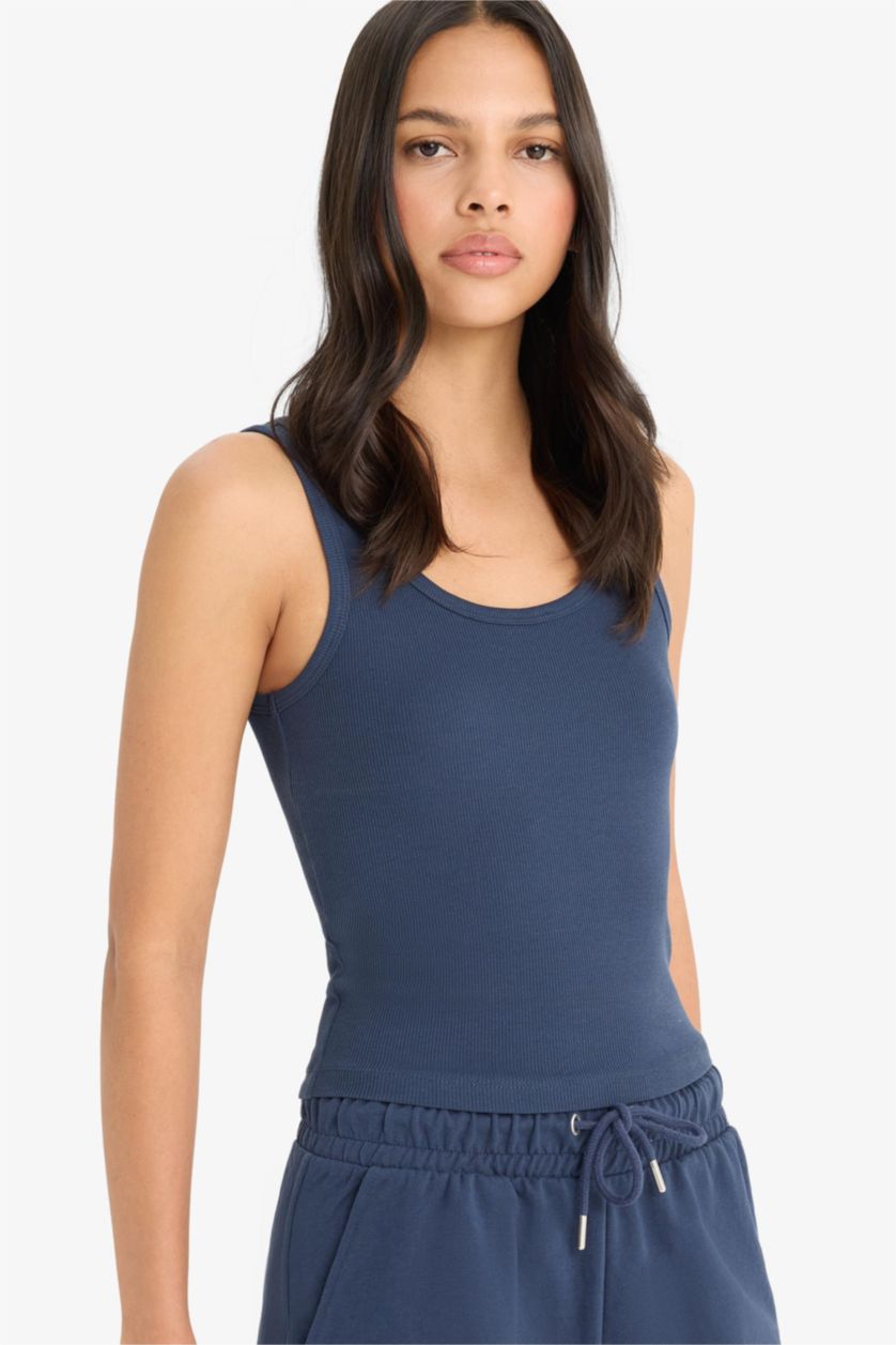 Woman NAVY Slim Fit Basic Camisole Round Collar Tank Top