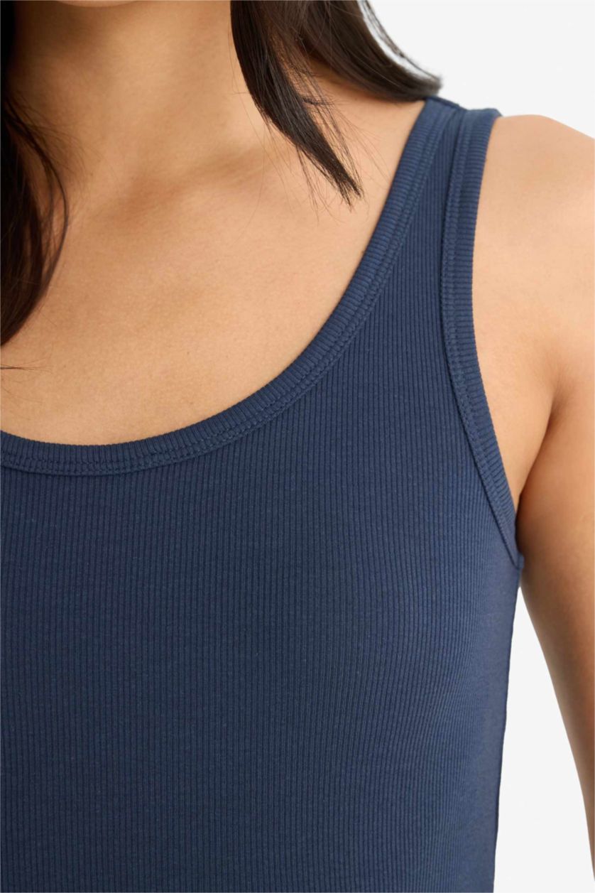 Woman NAVY Slim Fit Basic Camisole Round Collar Tank Top