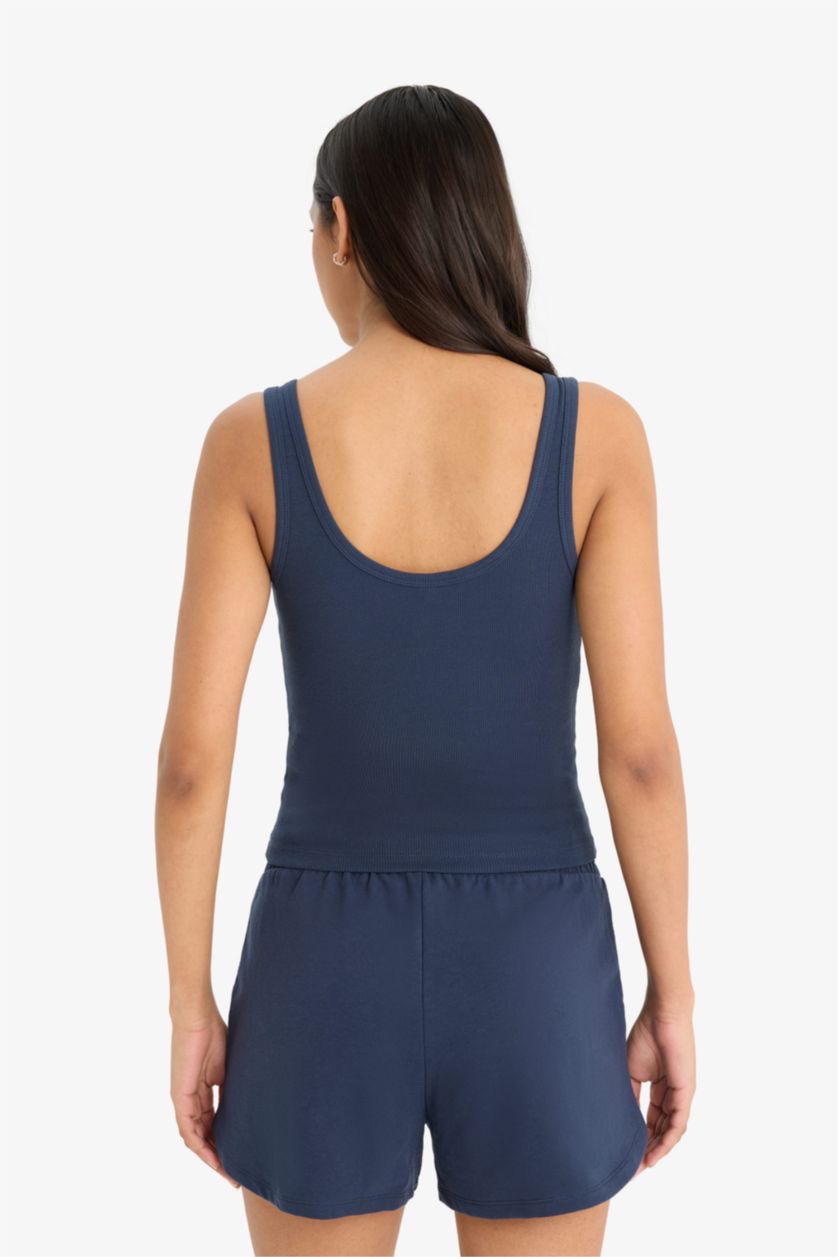 Woman NAVY Slim Fit Basic Camisole Round Collar Tank Top