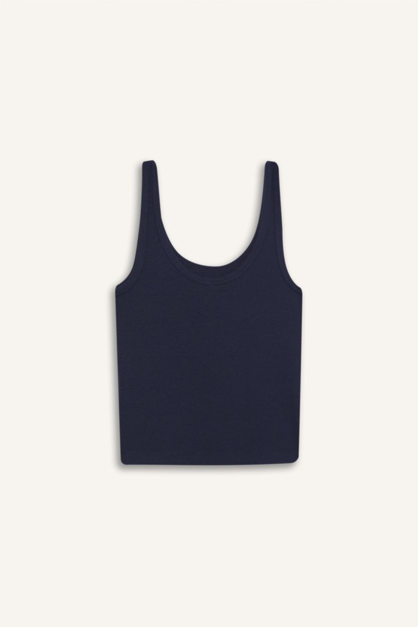 Woman NAVY Slim Fit Basic Camisole Round Collar Tank Top