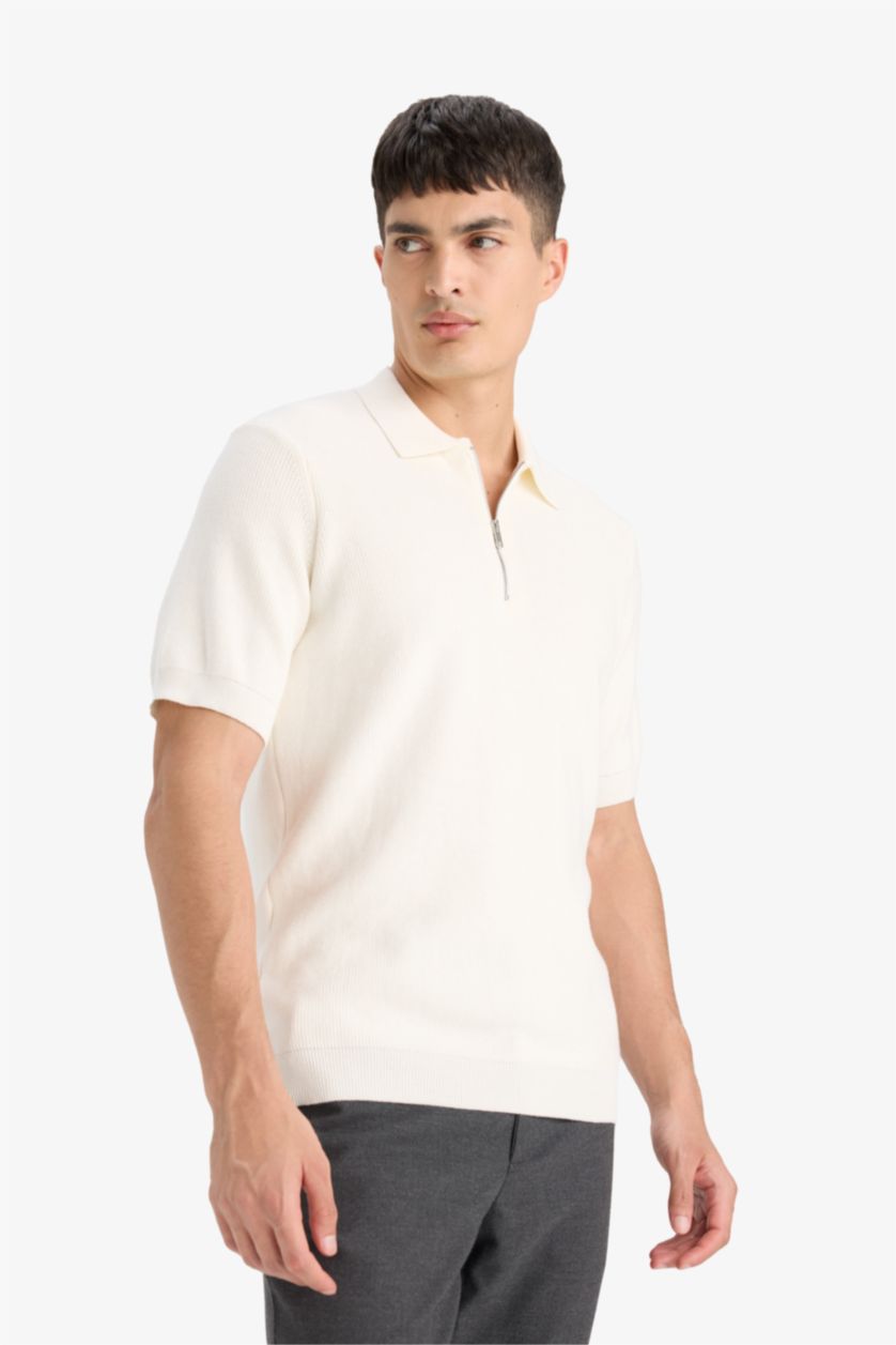 Erkek Ekru %100 Pamuk Polo Tişört