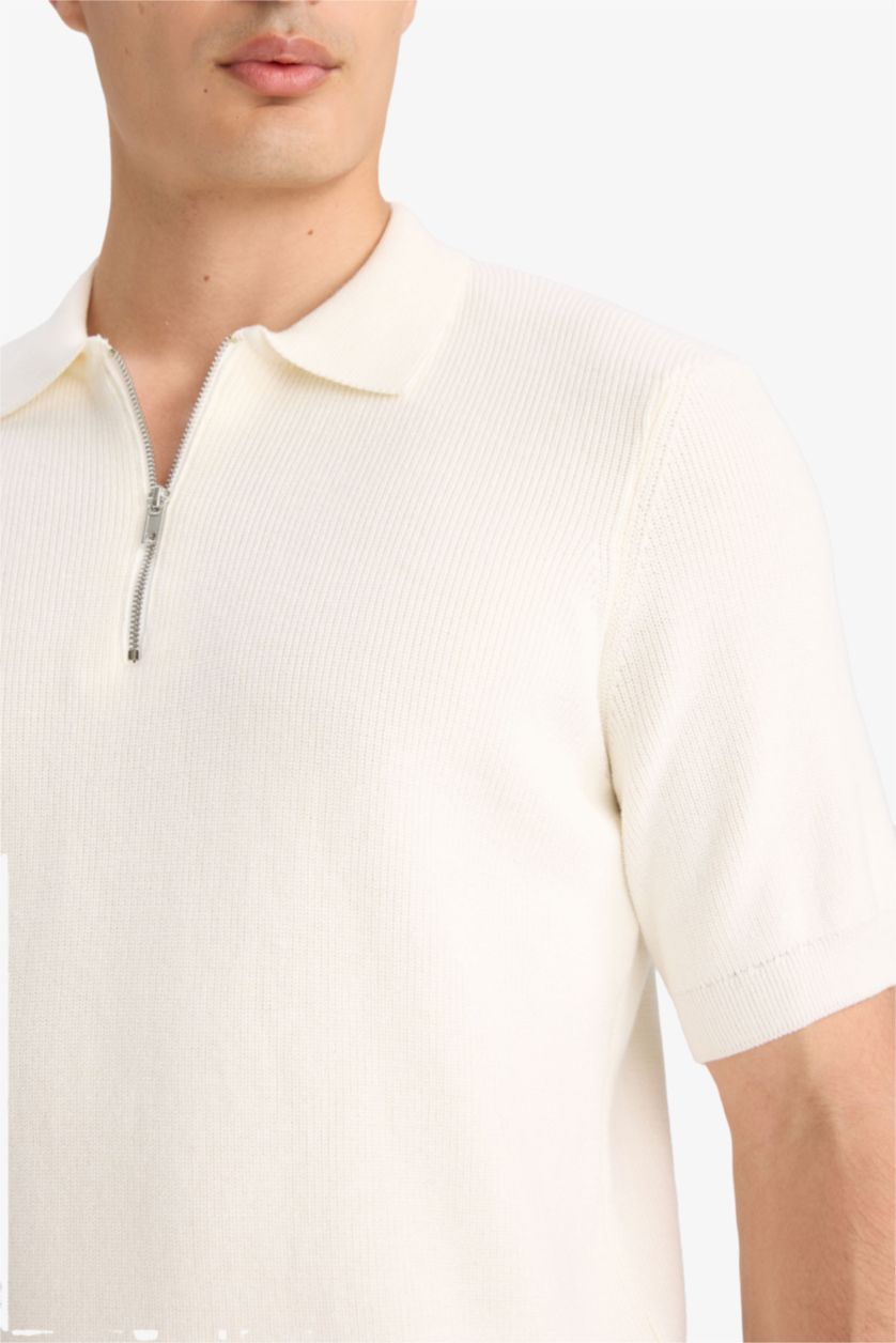 Erkek Ekru %100 Pamuk Polo Tişört