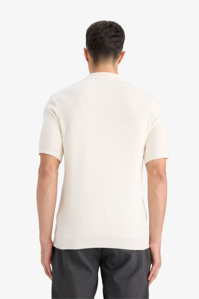 Erkek Ekru %100 Pamuk Polo Tişört