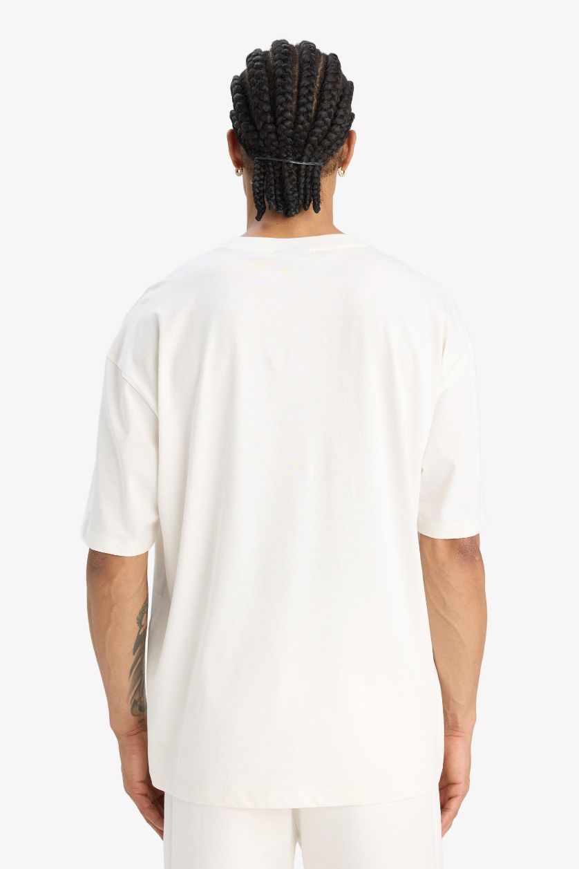 HOMME Écru T-shirt NBA Los Angeles Lakers oversize en coton à col rond