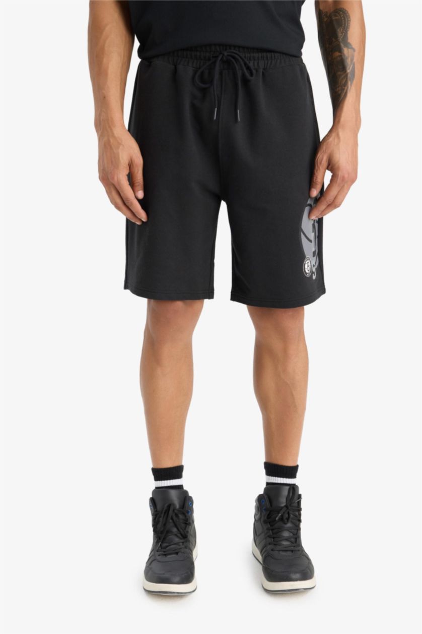 Erkek Siyah NBA Brooklyn Nets Standart Fit Kısa Paça Şort