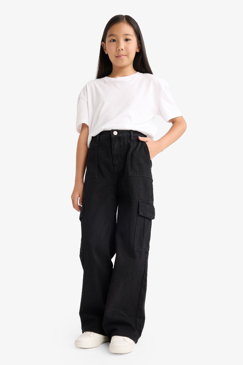 GIRLS & TEENS Anthracite Girl Wide Leg Cargo Jeans