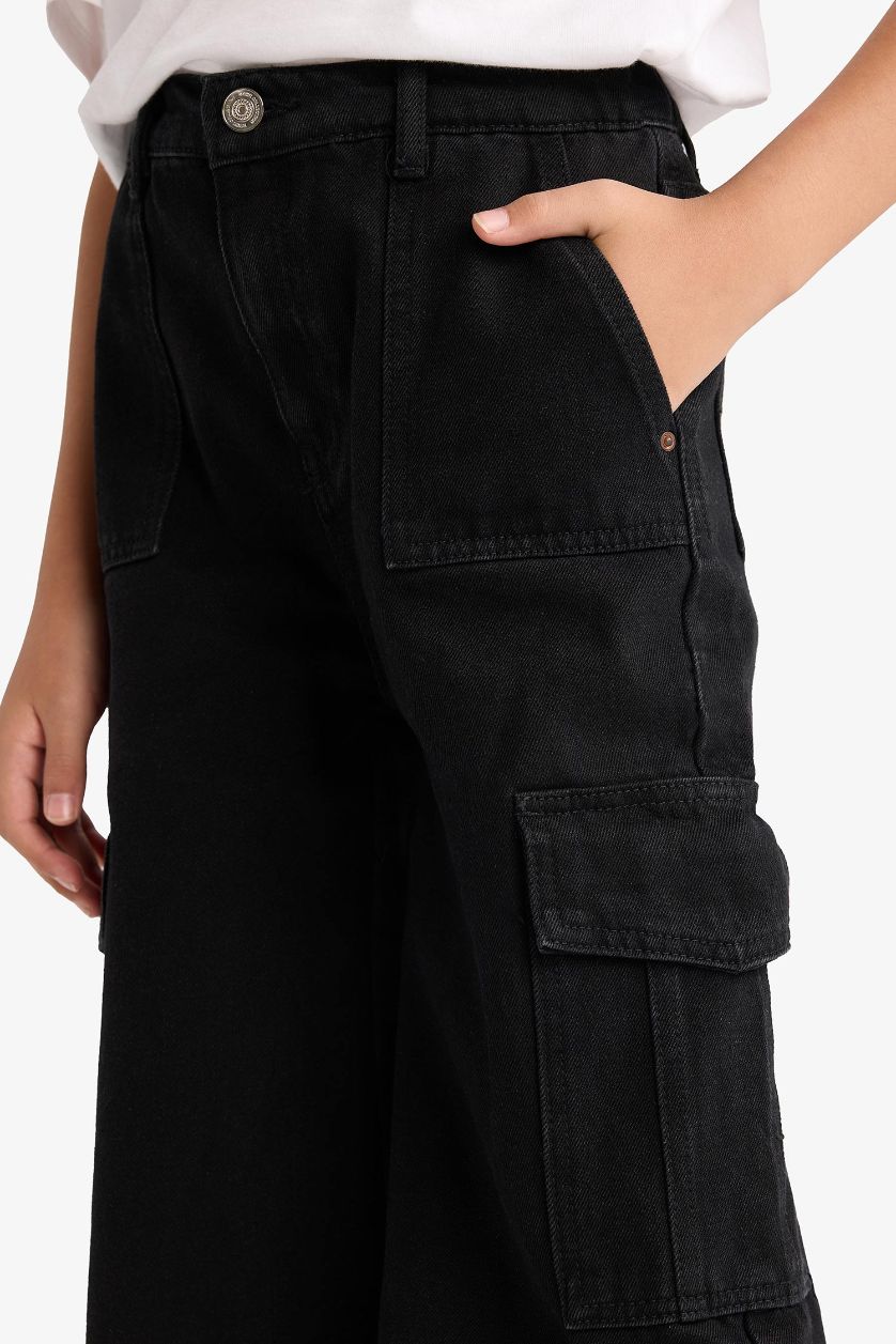 GIRLS & TEENS Anthracite Girl Wide Leg Cargo Jeans
