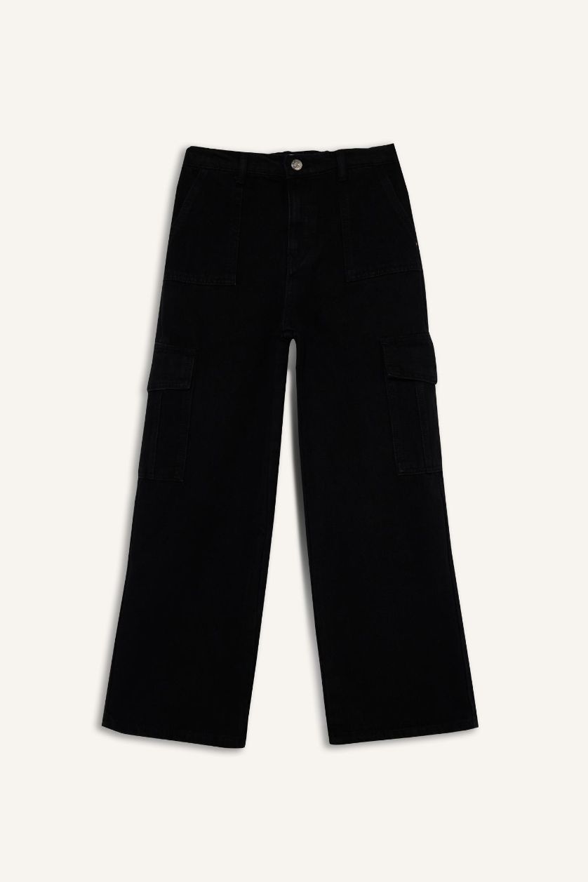 GIRLS & TEENS Anthracite Girl Wide Leg Cargo Jeans