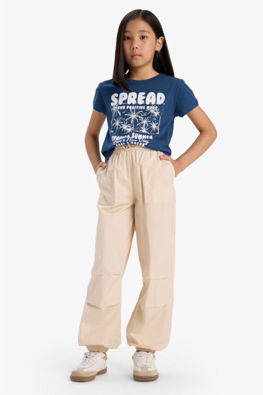 FILLES Indigo T-shirt imprimé à manches courtes et col rond pour fille