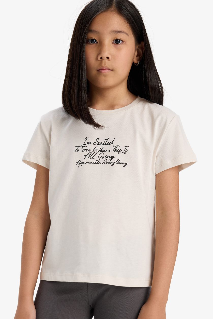 GIRLS & TEENS Stone Girl Regular Fit Crew Neck Slogan Printed T-Shirt