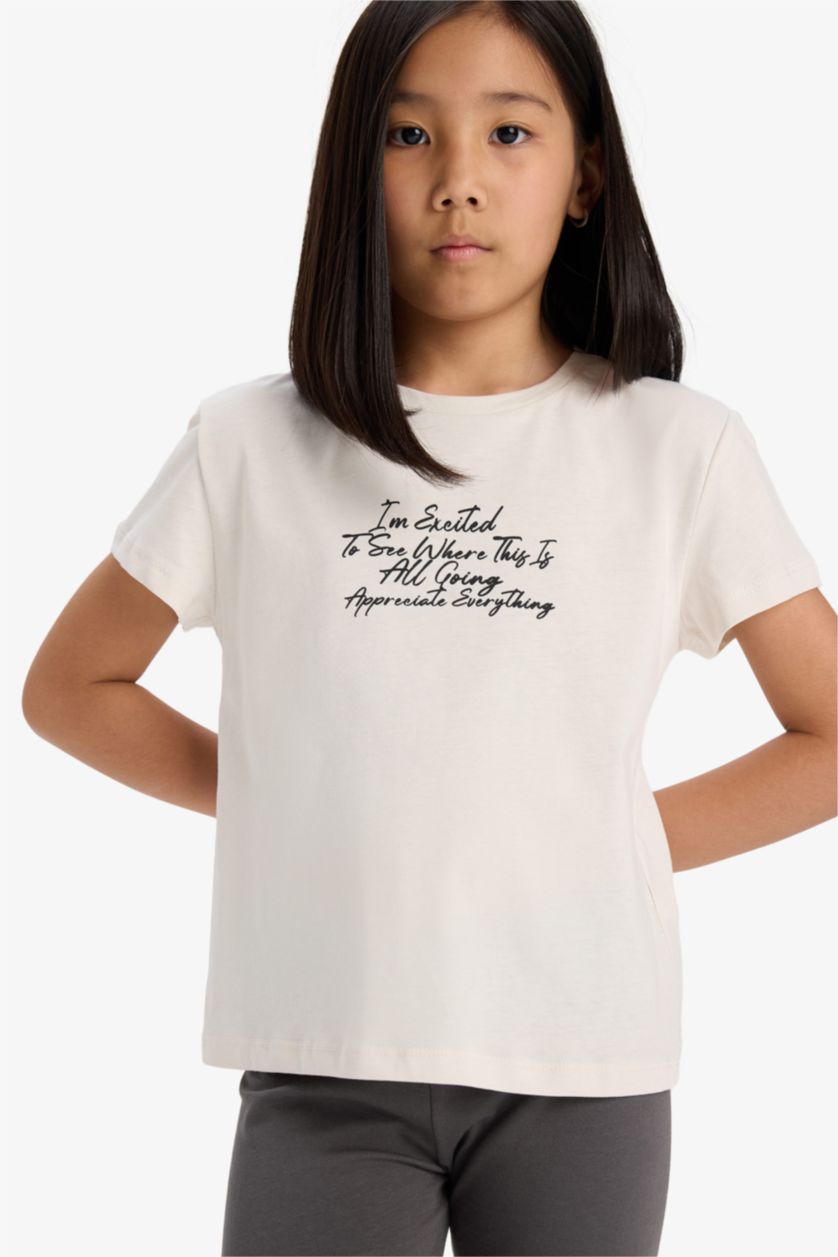 GIRLS & TEENS Stone Girl Regular Fit Crew Neck Slogan Printed T-Shirt