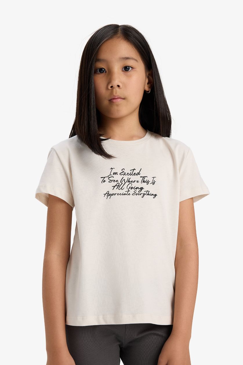 GIRLS & TEENS Stone Girl Regular Fit Crew Neck Slogan Printed T-Shirt