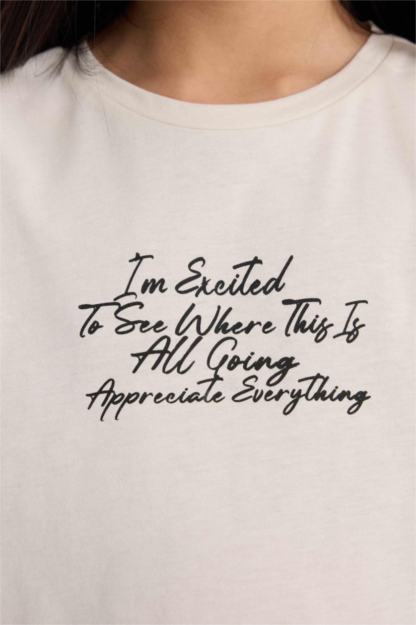 GIRLS & TEENS Stone Girl Regular Fit Crew Neck Slogan Printed T-Shirt