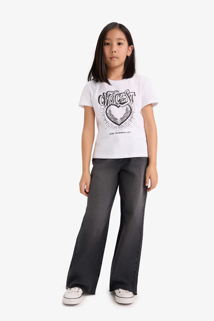 GIRLS & TEENS White Girl Regular Fit Crew Neck Anime Printed T-Shirt