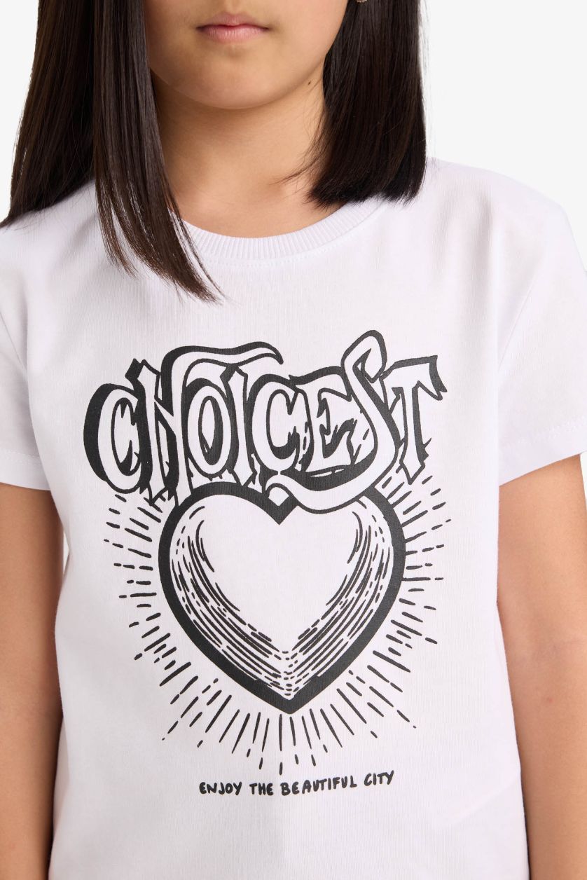 GIRLS & TEENS White Girl Regular Fit Crew Neck Anime Printed T-Shirt