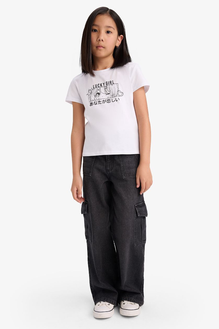 GIRLS & TEENS White Girl Regular Fit Crew Neck Animal Patterned T-Shirt