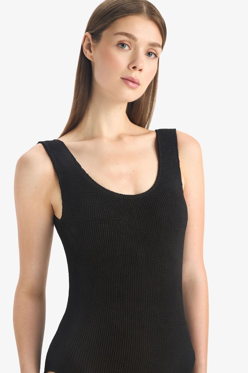 Kadın Siyah Regular Fit Bürümcük Mayo