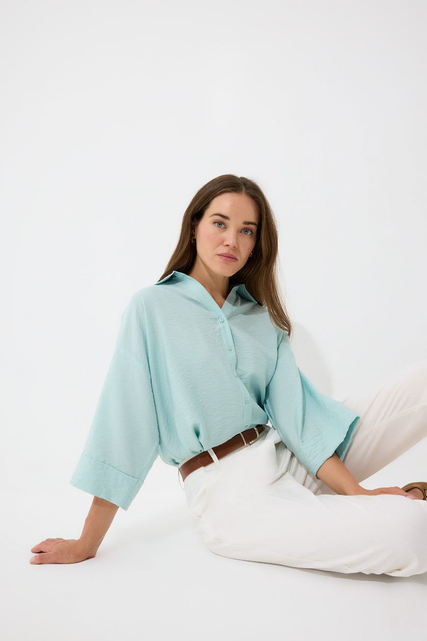WOMAN Aqua Regular Fit V Neck Long Sleeve Shirt