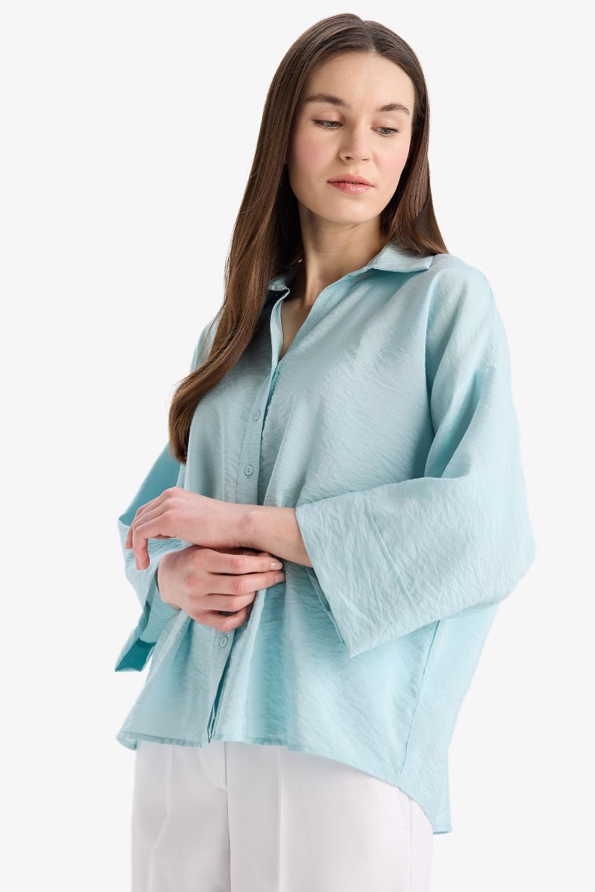 WOMAN Aqua Regular Fit V Neck Long Sleeve Shirt