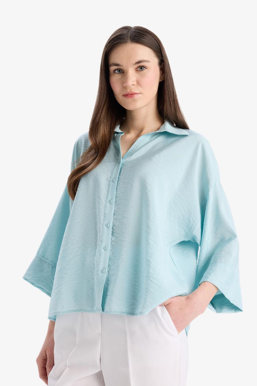 WOMAN Aqua Regular Fit V Neck Long Sleeve Shirt