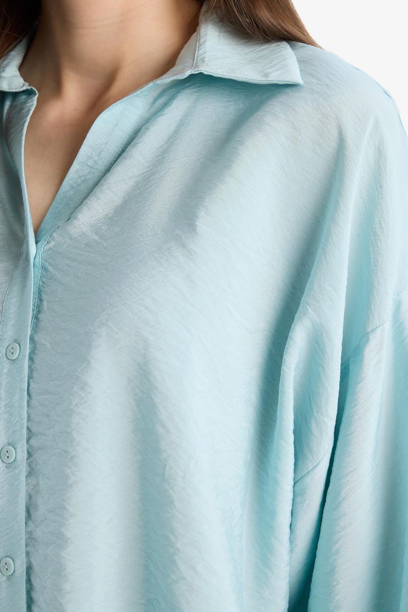 WOMAN Aqua Regular Fit V Neck Long Sleeve Shirt