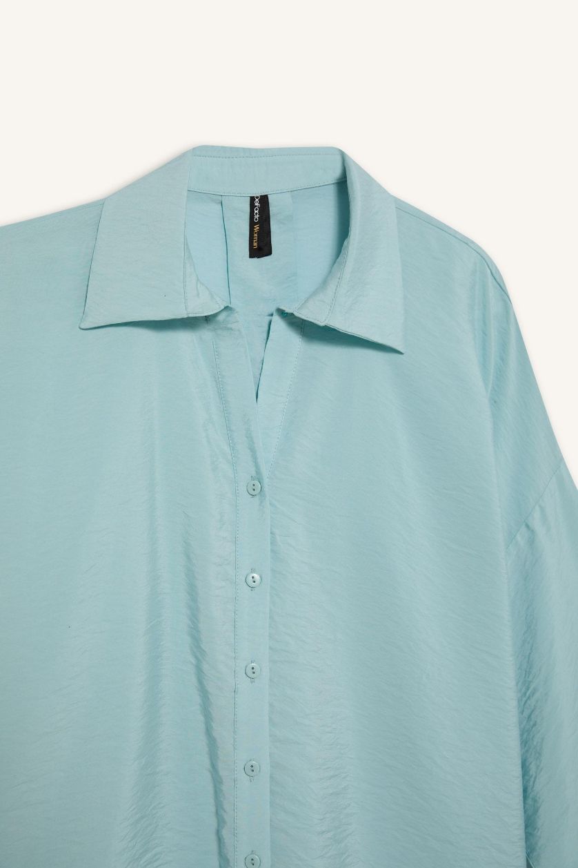 WOMAN Aqua Regular Fit V Neck Long Sleeve Shirt