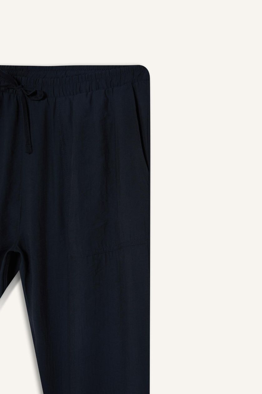 Woman NAVY Straight Fit High Waist Straight Leg Modal Trousers