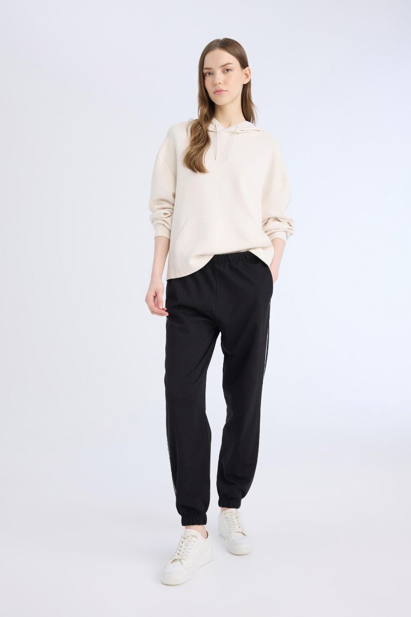 FEMME Noir Pantalon de Jogging noir slim à taille élastique avec poches