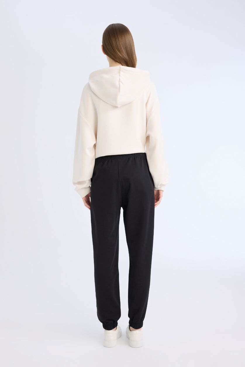 FEMME Noir Pantalon de Jogging noir slim à taille élastique avec poches