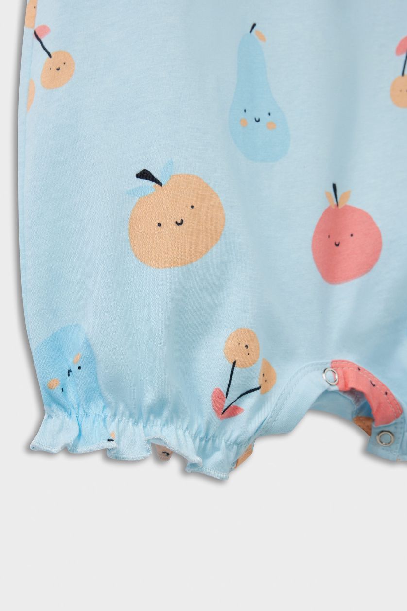 BABY GIRL Light Blue Girl Newborn Fruit Printed Cotton Jumpsuit