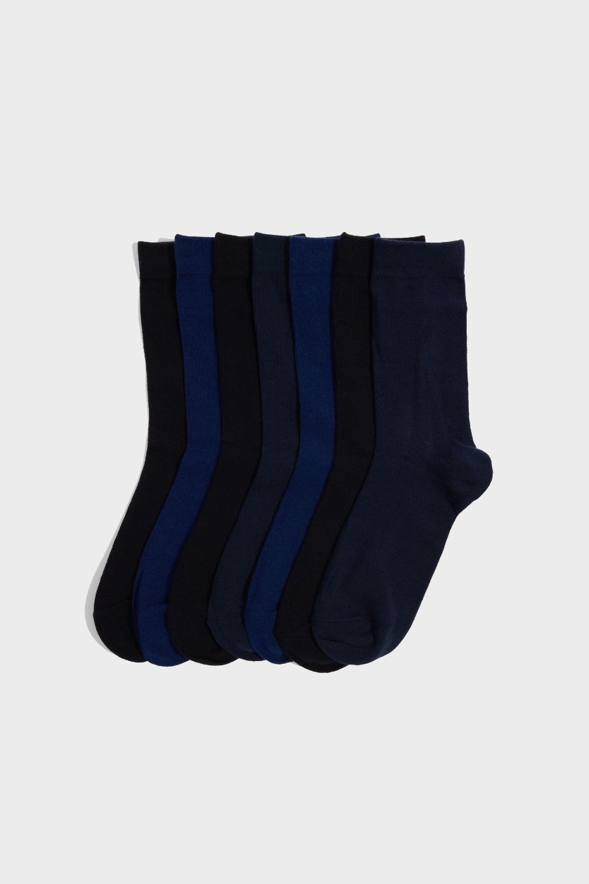 Erkek Lacivert Erkek 7'li Pamuklu Uzun Çorap