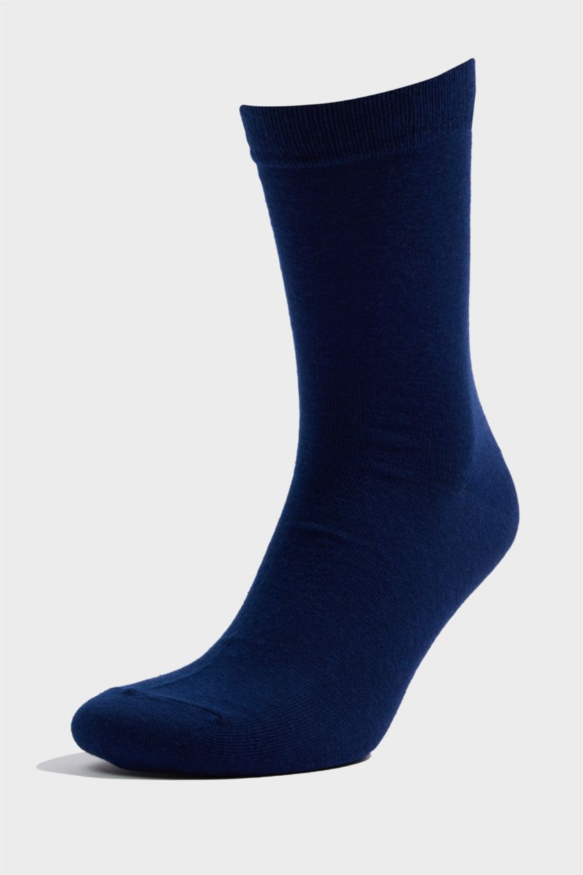 Erkek Lacivert Erkek 7'li Pamuklu Uzun Çorap