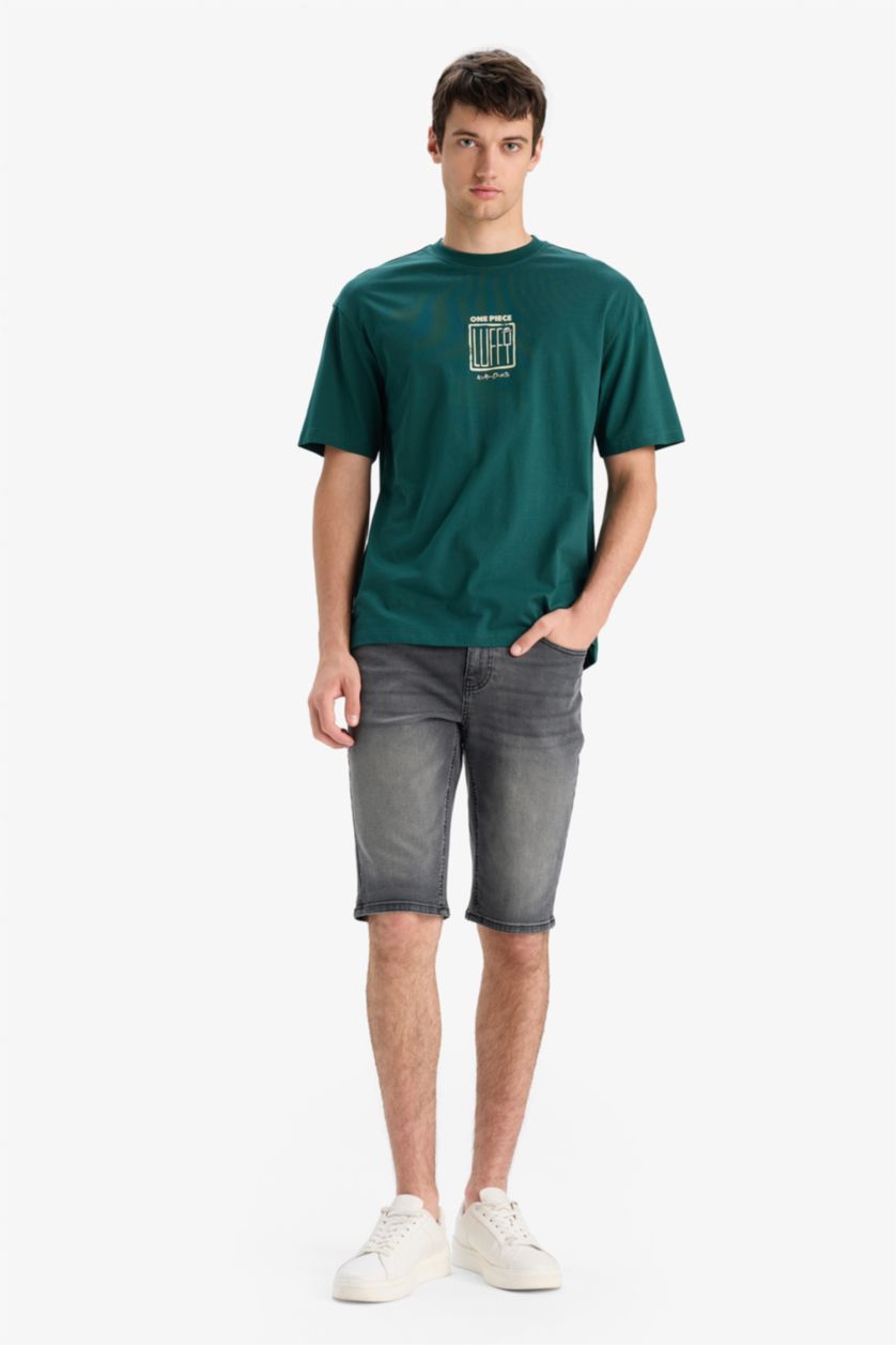 MAN Anthracite Regular Fit Denim Bermuda Shorts
