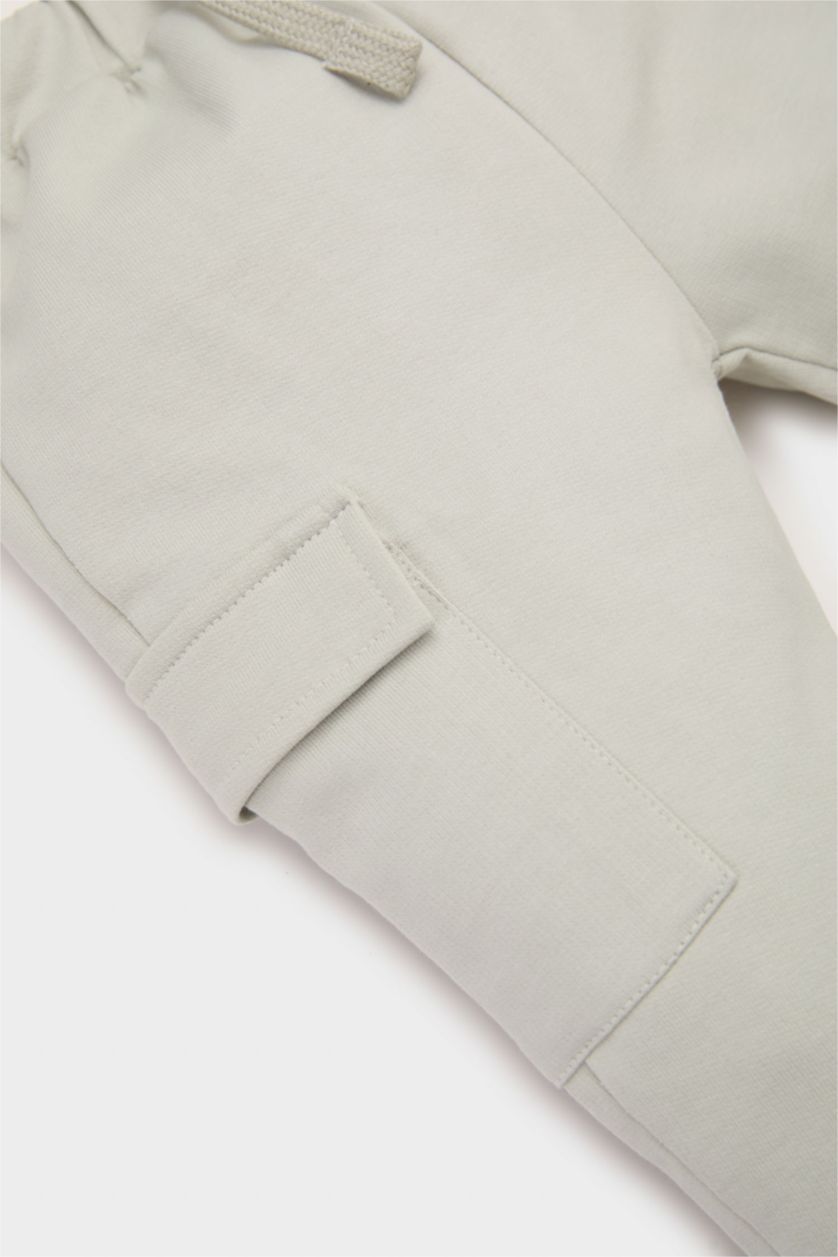 Erkek Bebek Açık Gri Beli Paçası Lastikli Cepli Eşofman Altı Erkek Bebek