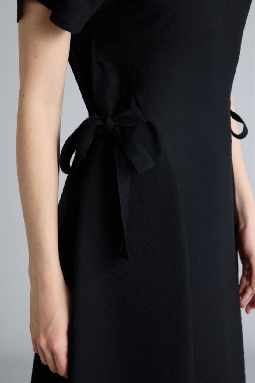 Kadın Siyah Yarasa Kollu Midi Elbise