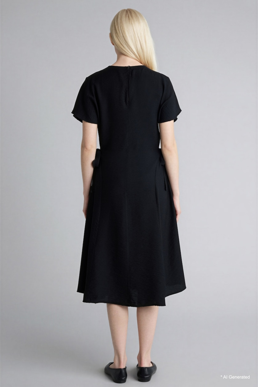 WOMAN Black Batwing Sleeve Midi Dress