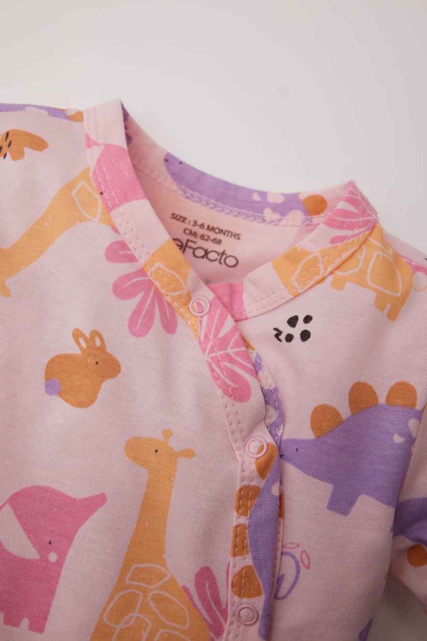 BÉBÉ FILLE Rose Clair Combinaison bébé fille à manches longues motif dinosaure